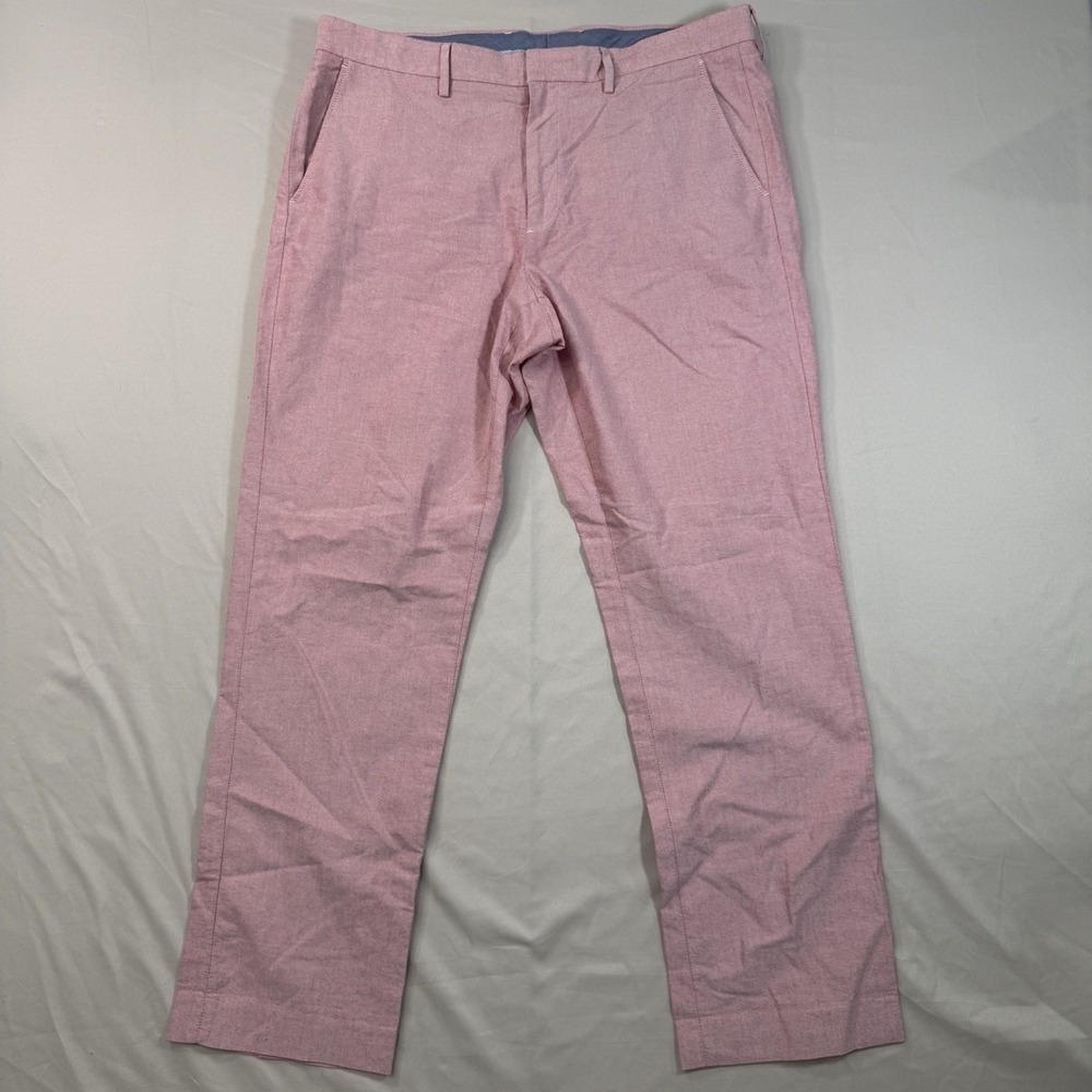 J Crew Bowery Slim Fit Pants Mens 36x32 Pink Salmon Chino Dress Casual Oxford